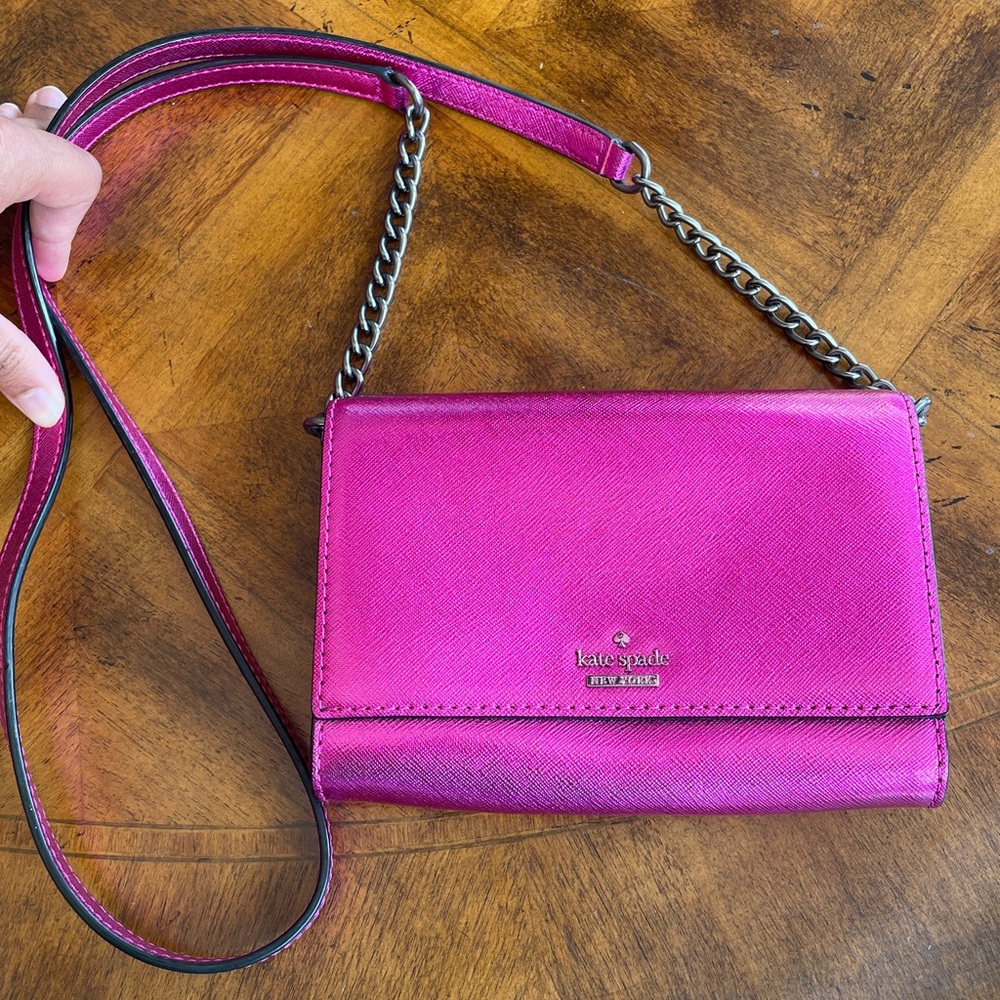 Kate Spade Fuchsia Crossbody with Chain Strap